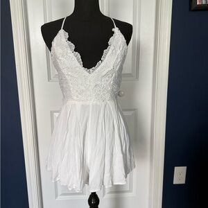 White Lace Halter Romper for Summer and Bridal Events